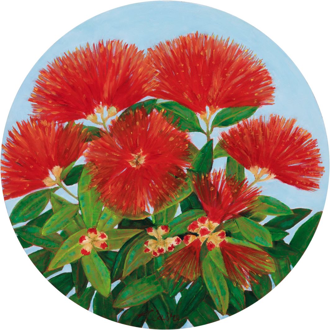 Pohutukawa Flowers Italian Glass Coasters