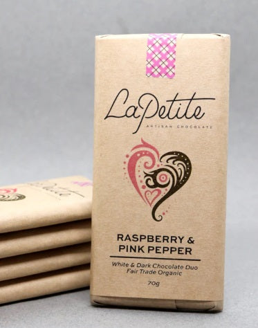 Raspberry & Pink Pepper White and Dark Chocolate Duo